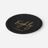 Assiettes En Carton Quatre-vingts Gold & Black Lettering 80e fête d'an (Angle)