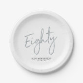 Assiettes En Carton Quatre-vingts Silver Lettering 80th Birthday Party (Devant)