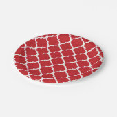 Assiettes En Carton Quatrefoil blanc rouge (Angle)