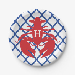 Assiettes En Carton Quatrefoil Homard Monogramme Plaques