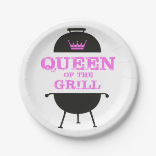 Assiettes En Carton Queen Of The Grill, Couronne Rose