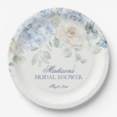 Assiettes En Carton Quelque chose Blue Floral Hydrangea Fête des marié (Devant)