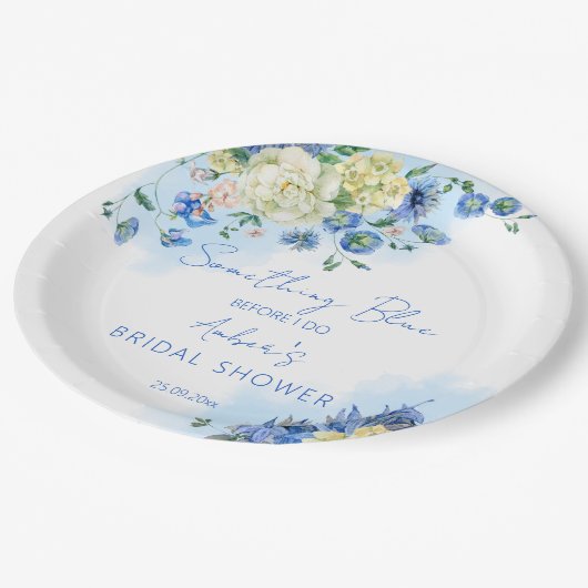 Assiettes En Carton Quelque chose de bleu avant de faire nuptiale douc (Angle)