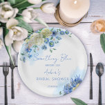 Assiettes En Carton Quelque chose de bleu avant de faire nuptiale douc<br><div class="desc">Quelque chose de bleu avant de faire nuptiale douche fleurie bleu personnalisées plaques en papier,  aquarelle bleu poussiéreux et fleurs blanches botanique invitation jardin thème de jardin nuptiale douche.</div>