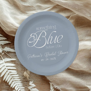 Assiettes En Carton Quelque Chose de Bleu Avant la Fête de Mariage