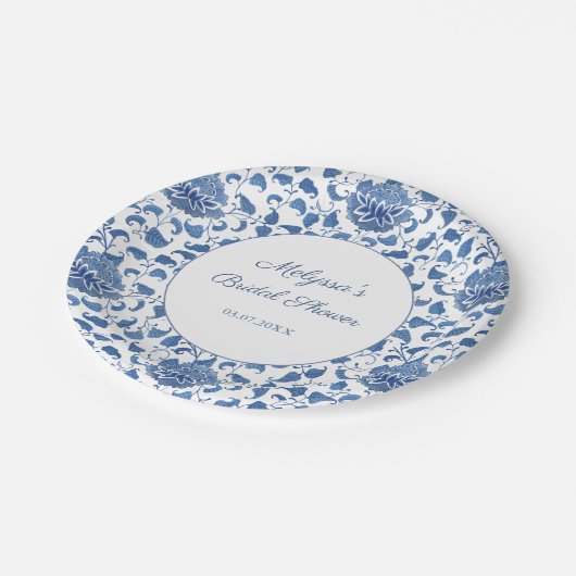 Assiettes En Carton Quelque chose de bleu Chinoiserie Imprimer Wedding (Angle)