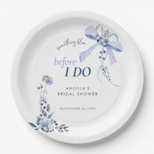 Assiettes En Carton Quelque Chose de Bleu Fleurs Ruban Baby Shower Mar