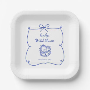 Assiettes En Carton Quelque chose de bleu Whimsical main tiré gâteau