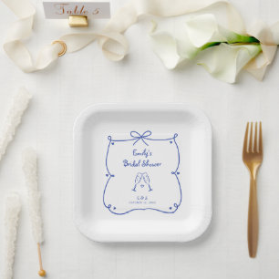 Assiettes En Carton Quelque chose de bleu Whimsical main tiré gâteau