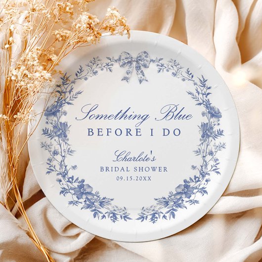 Assiettes En Carton Quelque chose de Fête des mariées bleue