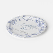Assiettes En Carton Quelque chose de Fête des mariées bleue (Angle)