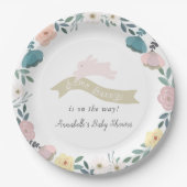 Assiettes En Carton Quelques Bunny Floral Garden Girl Baby shower blan (Devant)