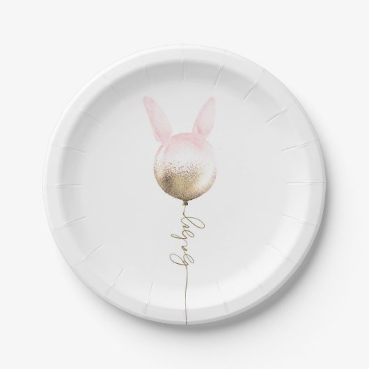 Assiettes En Carton Quelques Bunny Gold Parties scintillant Balloon Ba (Devant)