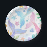 Assiettes En Carton Queue de sirène d'aquarelle sous le Sea Party<br><div class="desc">Queue De Sirène D'Aquarelle Sous Les Plaques De Papier De La Partie De La Mer. Peut être utilisé pour les fêtes d'anniversaire ou de Baby shower.</div>