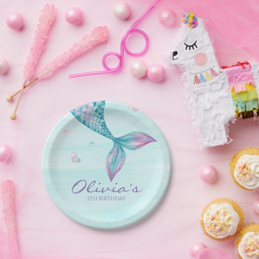 Assiettes En Carton Queue de sirène sous les plaques de papier d'anniv (Fête)