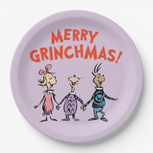Assiettes En Carton Qui se tient par la main Joyeux Grinchmas