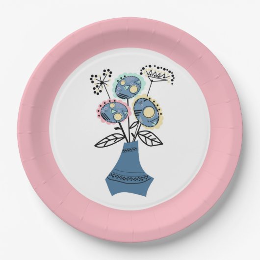 Assiettes En Carton Quilling, fleurs dans le vase (Devant)