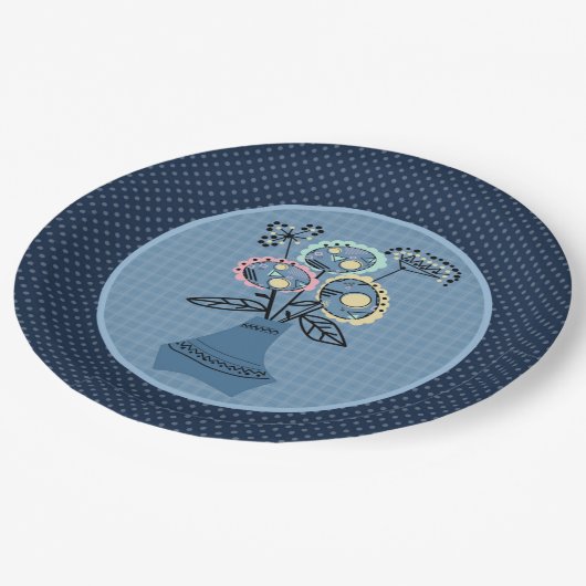 Assiettes En Carton Quilling, fleurs dans le vase (Angle)