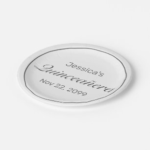 Assiettes En Carton Quinceañera blanche minimaliste moderne