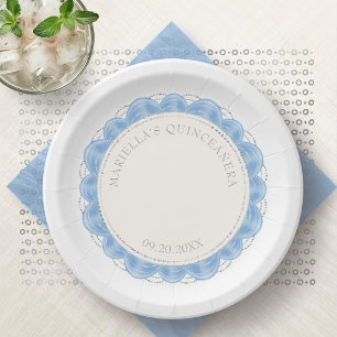 Assiettes En Carton Quinceanera bleu clair