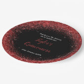 Assiettes En Carton Quinceanera Bright Red Faux Parties scintillant (Angle)