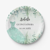Assiettes En Carton Quinceanera eucalyptus bois vert (Devant)