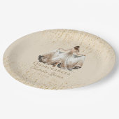 Assiettes En Carton Quinceañera Luxury Ivory Gold Personnalisé (Angle)