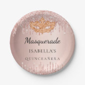Assiettes En Carton Quinceanera mascarade rose parties scintillant d'o (Devant)