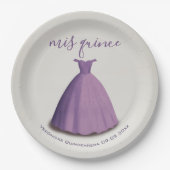 Assiettes En Carton Quinceañera met quince violet habillage de table (Devant)