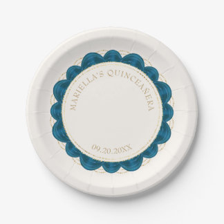 Assiettes En Carton Quinceanera turquoise
