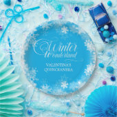 Assiettes En Carton Quinceanera Winter Wonderland Snowflake Blue (Fête)