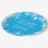 Assiettes En Carton Quinceanera Winter Wonderland Snowflake Blue (Angle)