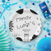 Assiettes En Carton Quirky Doodle Shapes Script Wedding (Fête)