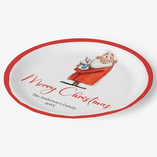 Assiettes En Carton Quirky Funny Santa Claus Holiday Paper Plates (Angle)