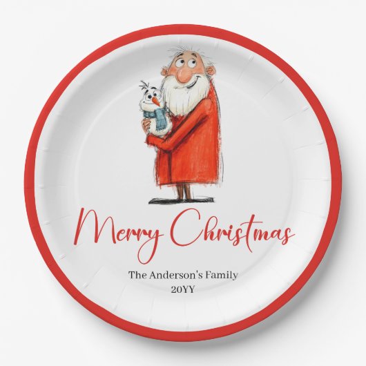 Assiettes En Carton Quirky Funny Santa Claus Holiday Paper Plates (Devant)