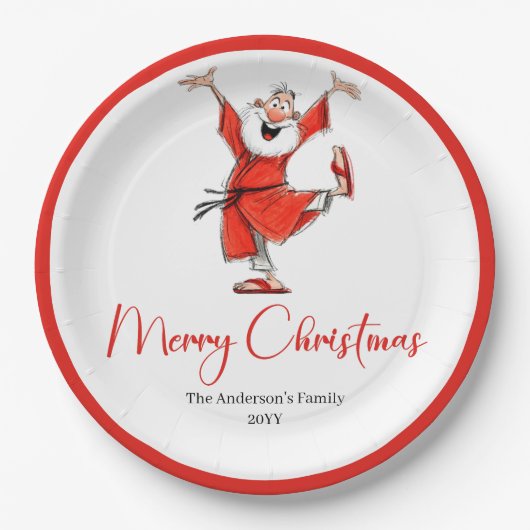 Assiettes En Carton Quirky Funny Santa Claus Script Font Christmas (Devant)