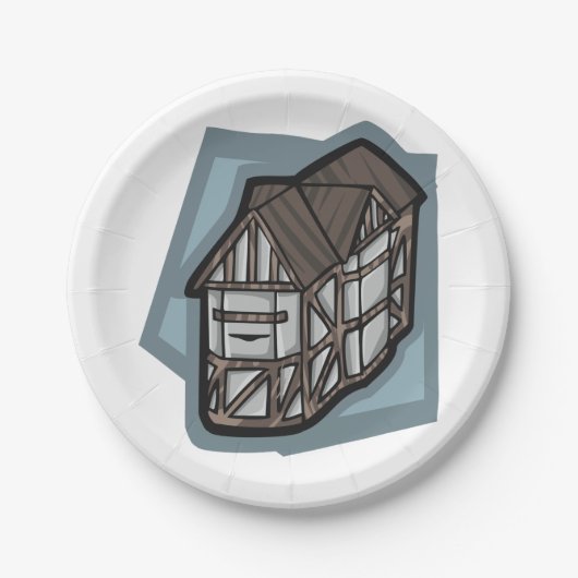 Assiettes En Carton Quirky Tudor House Architecture médiévale (Devant)