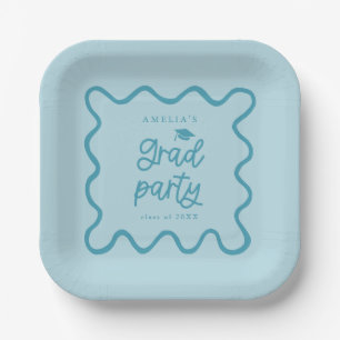 Assiettes En Carton Quirky Wavy Line Blue Grad Party