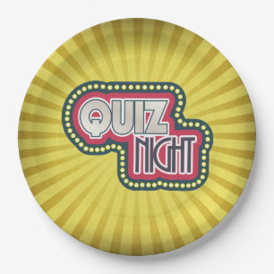 Assiettes En Carton Quiz Nuit Trivia Party Jaune Sunburst