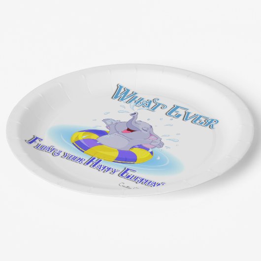 Assiettes En Carton Quoi qu'il flotte votre éléphant heureux (Angle)
