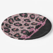Assiettes En Carton RAB Rockabilly Pink Leopard Ribbon Bows (Angle)