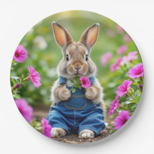 Assiettes En Carton Rabbit Manger Pétunia Rose Fleurs