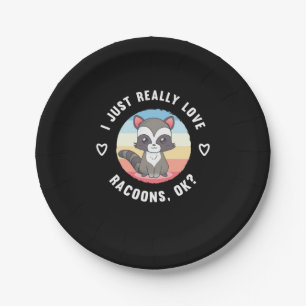Assiettes En Carton Raccoon Lover J'Aime Vraiment Les Raccoons
