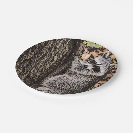 Assiettes En Carton Raccoon sauvage (Angle)