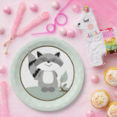 Assiettes En Carton Raccoon Woodland Plaque en papier | Vert (Fête)