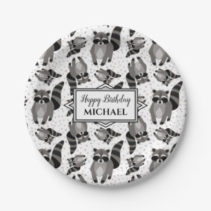 Assiettes En Carton Raccoons fête d'anniversaire personnalisée