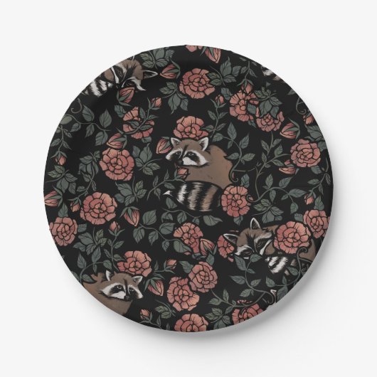 Assiettes En Carton Raccoons Rose vintage Dusty (Devant)