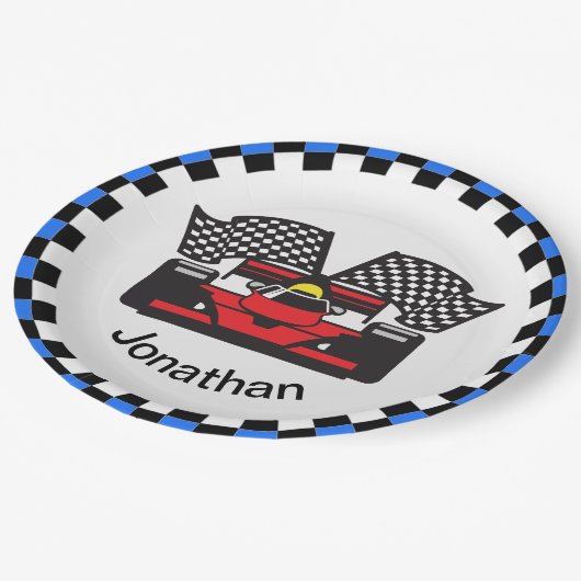 Assiettes En Carton Race Voiture Conception Papier Plaque (Angle)