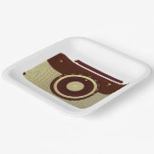 Assiettes En Carton Radio Brown Rétro Et Antique Or (Angulaire)