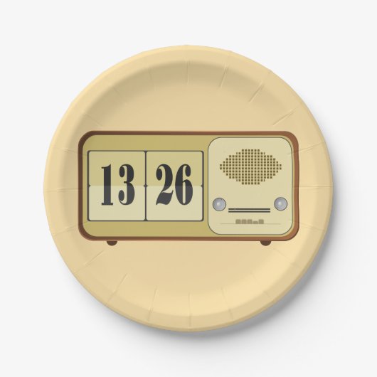 Assiettes En Carton Radio rétro-horloge (Devant)